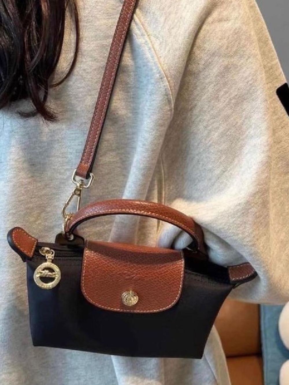 Longchamp Black Le Pliage Mini Bag